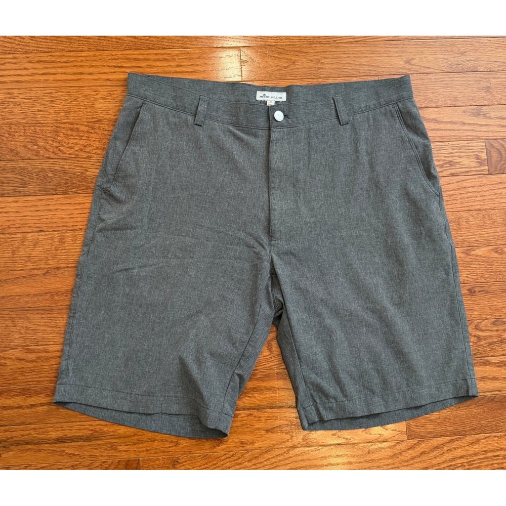 Peter Millar Shackleford Performance Hybrid Shorts Mens 36 Golf Gray 10" Stretch